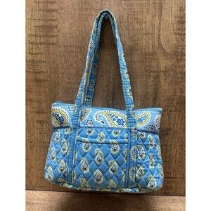 Vera Bradley women small  blue and green paisley  print shoulder zip bag